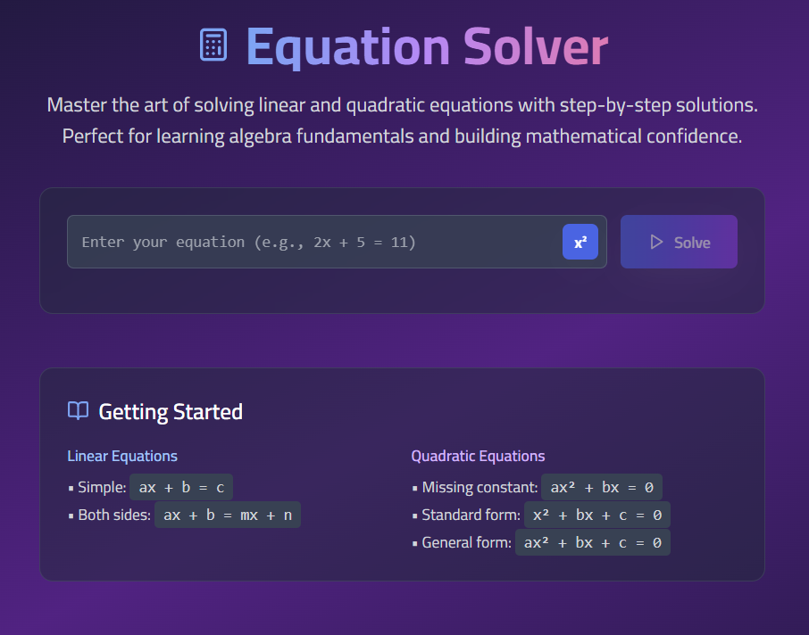 Interactive Equation Solver